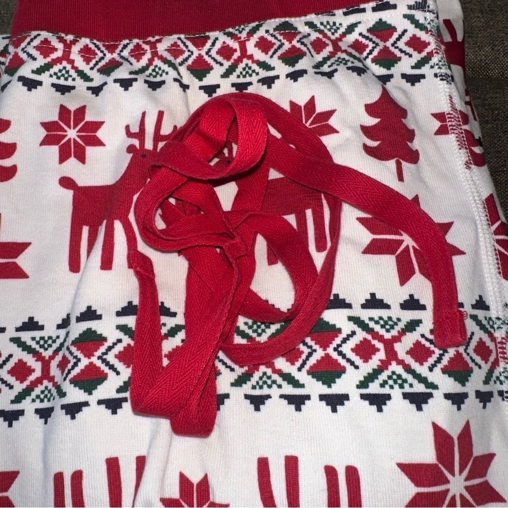 Hanna Anderson Pajama Set Women L Cream NWOT Reindeer Organic Cotton Christmas - Picture 3 of 4